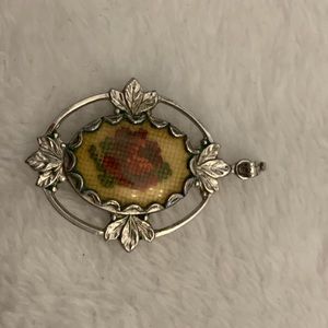Vintage Handwoven Flower silver pendant